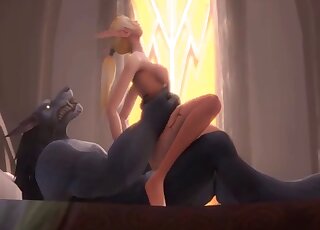 3D zoophilic action with a sexy Elven lady